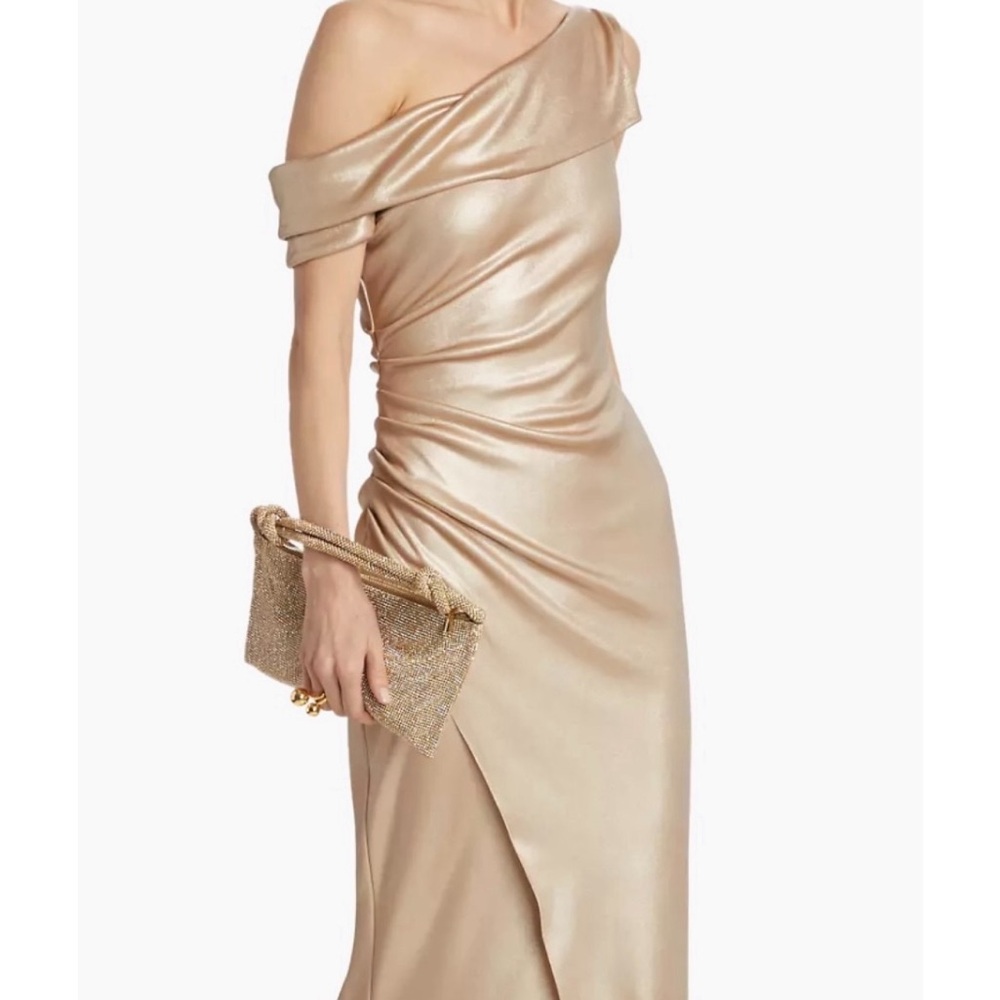 CHIARA BONI La Petite Robe Draped Gown dress Size 12 Gold